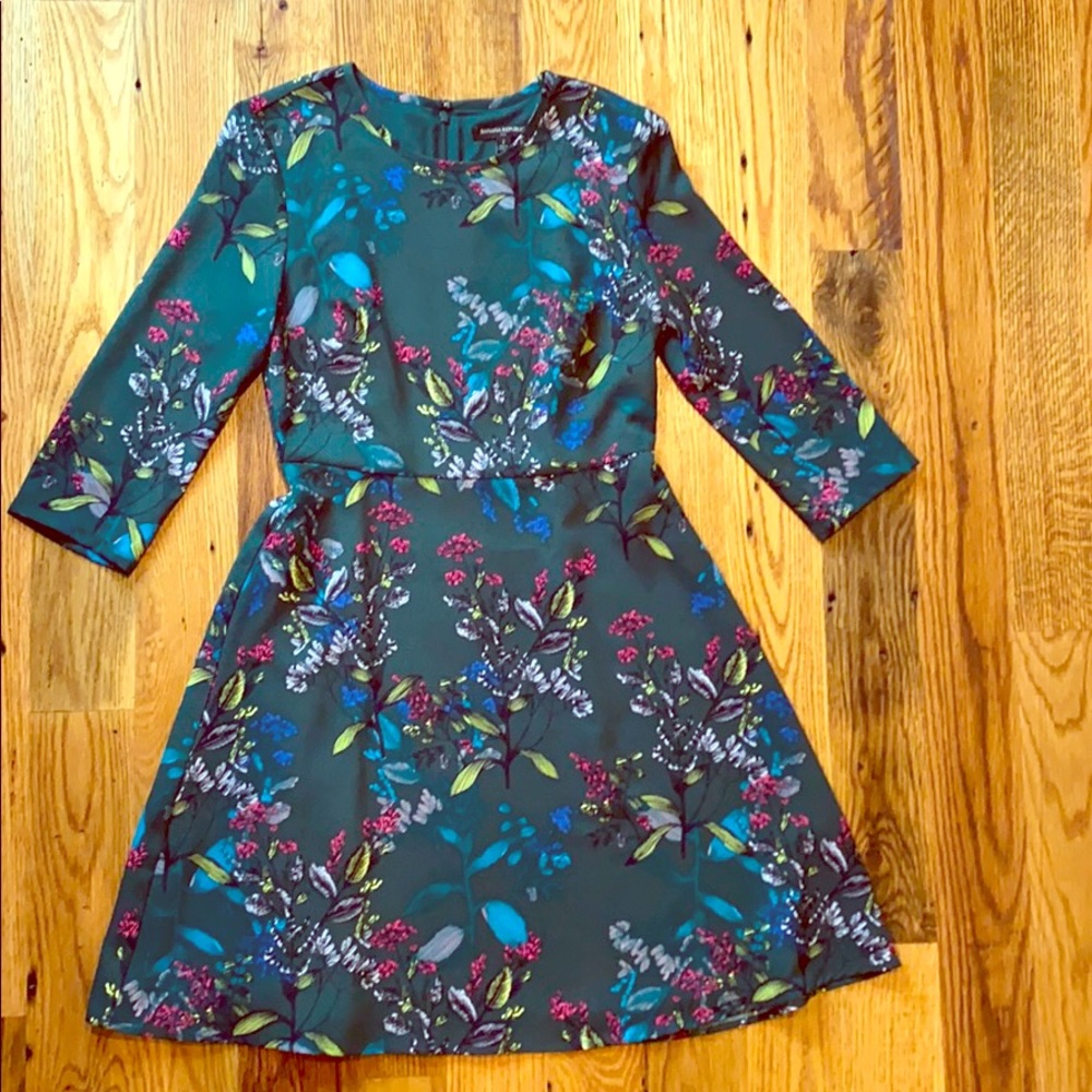 Feminine, fun green floral Banana Republic dress
